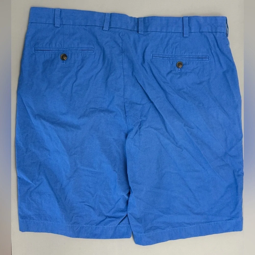 Brooks Brothers Blue Cotton Flat Front Shorts – Classic Casual Menswear Size W38